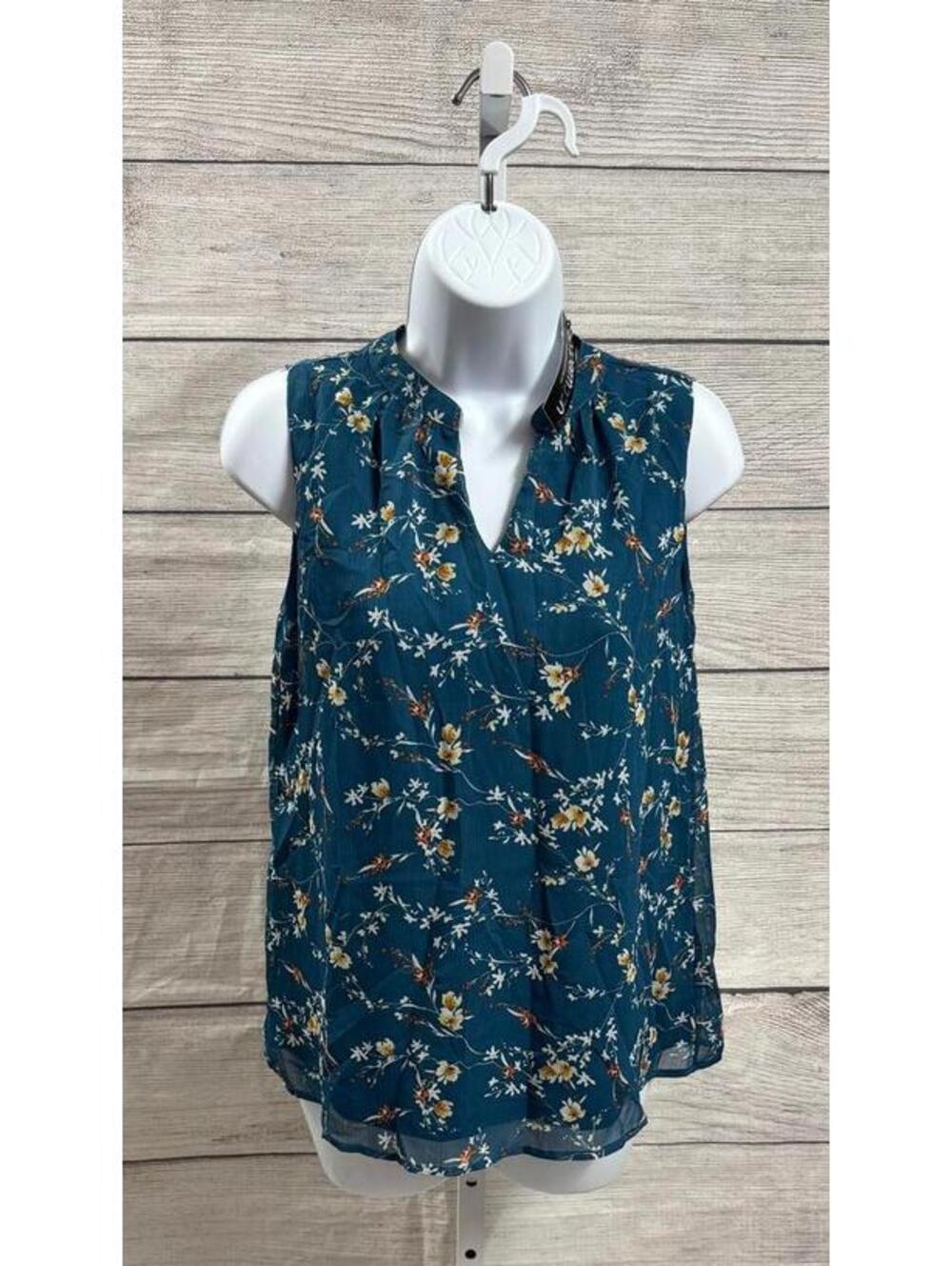 Stitch Fix Papermoon Teal Floral Sleeveless Blouse Women Size XS